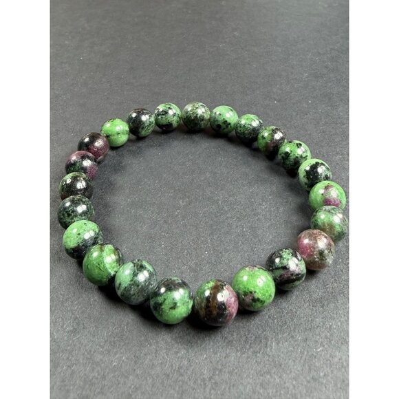 Natural Ruby Zoisite Stretch Bracelet 8mm Beads Stone Crystal Glows 6.75" - Picture 2 of 9
